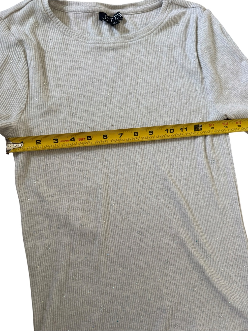 J. Crew Vintage Rib Long-Sleeve T-shirt Sparkle Embellishments Size Medium - Picture 5 of 7